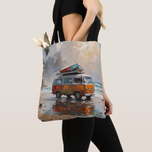 Tote Bag Hippie Van Seascape Voyageur Mood Art