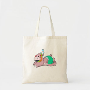 Tote Bag Hippo à la plongée avec tuba
