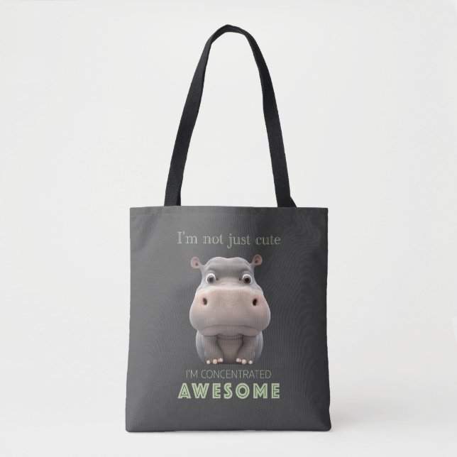 Tote Bag Hippo Concentré Awesome mignon adorable drôle (Devant)
