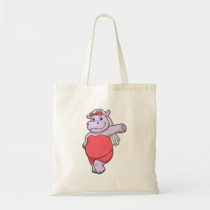 Tote Bag Hippo en mariée avec Voile & Bow