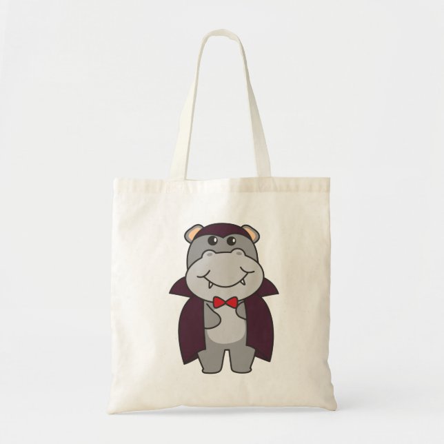 Tote Bag Hippo Halloween Cute Devil Vampire costume Fourre- (Devant)