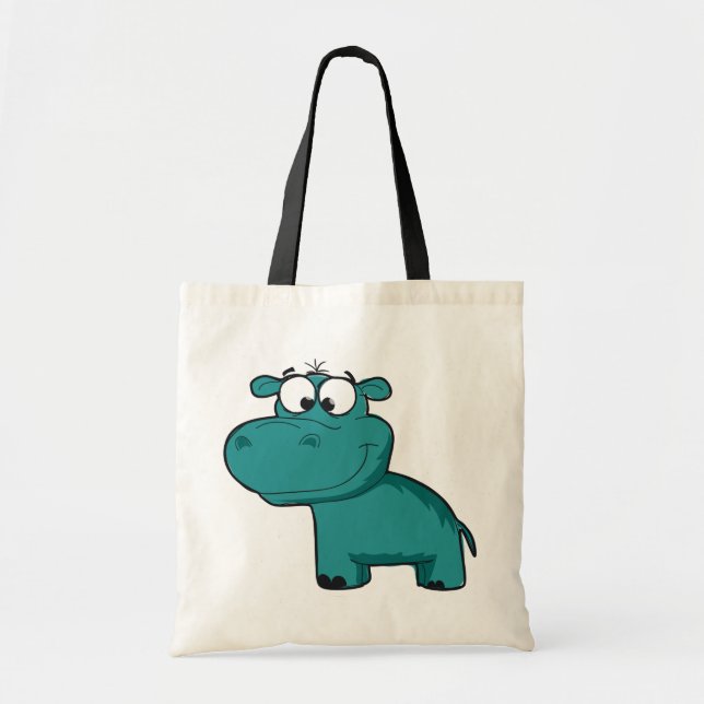Tote Bag Hippo heureux bleu (Devant)