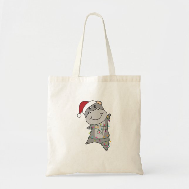 Tote Bag Hippo Merry Christmas Winter Animals Hippos Adult (Devant)