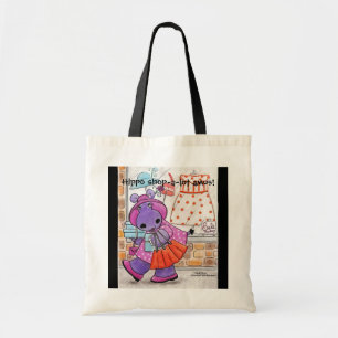 Tote Bag Hippo Shopping-Hippo shop-a-lot amus!