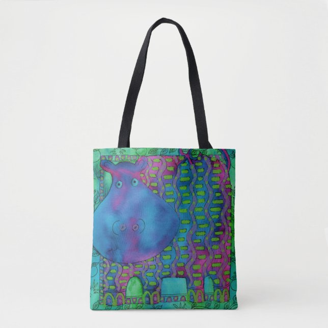 Tote Bag Hippopotame à motifs (Devant)