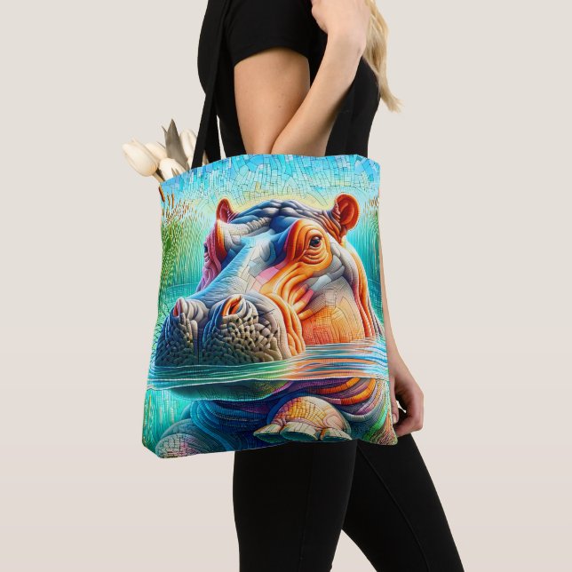 Tote Bag Hippopotame Coloré  (De près)