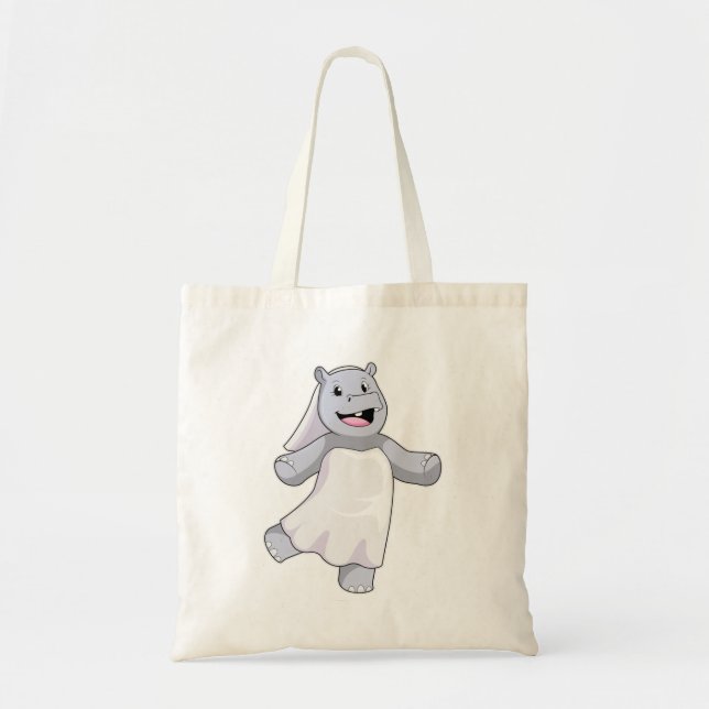 Tote Bag Hippopotame en mariée avec voile (Devant)