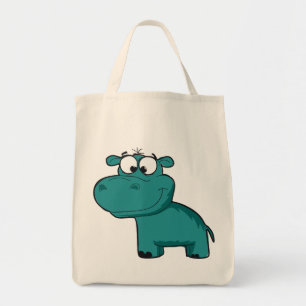Tote Bag Hippopotame heureux bleu