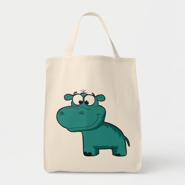 Tote Bag Hippopotame heureux bleu (Devant)