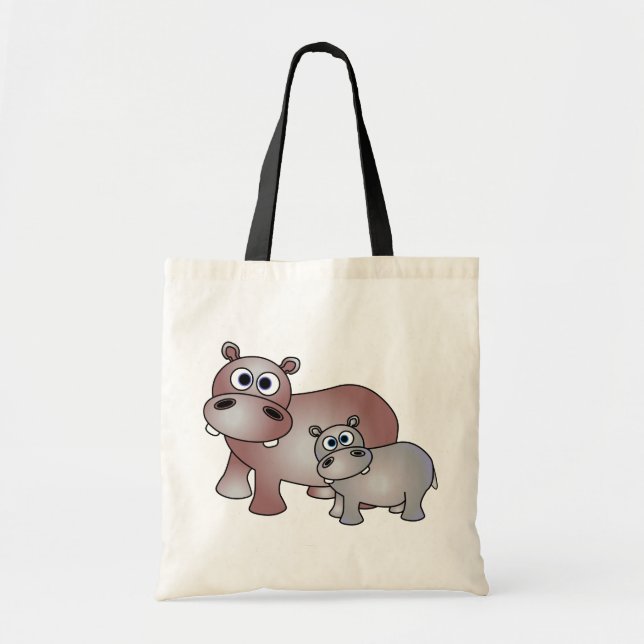 Tote Bag Hippopotames mignons maman et bébé (Devant)