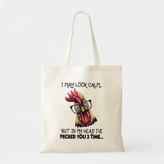 Tote Bag Hipster Rooster Drôle Dire (Devant)