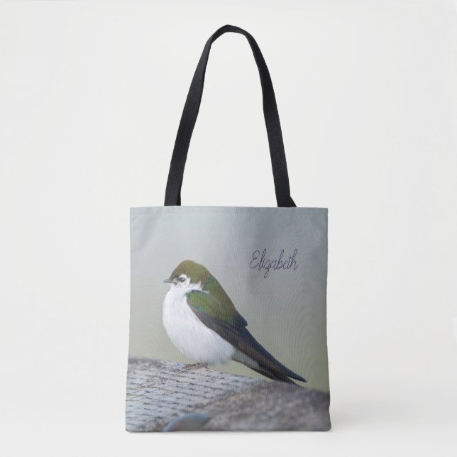 Tote Bag Hirondelle violette-verte (Devant)