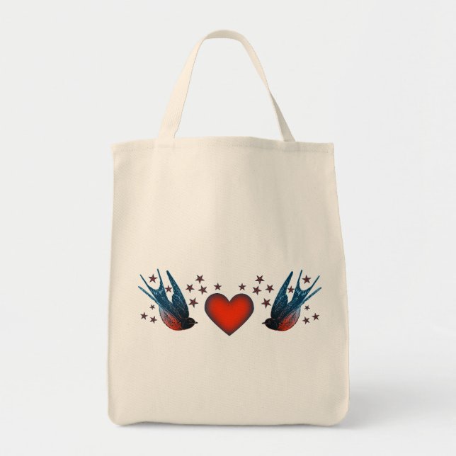 Tote Bag Hirondelles et étoiles (Devant)