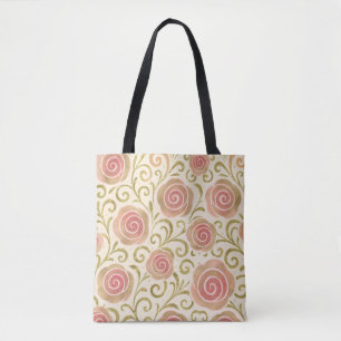 Tote Bag Histoire de conte de fées rose et or Roses de prin