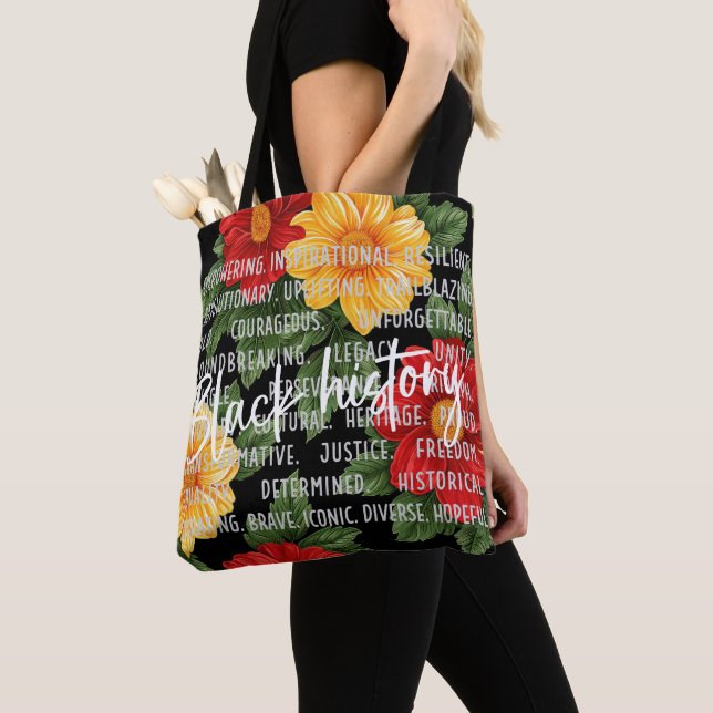 Tote Bag Histoire des mois noirs avec fleurs (De près)
