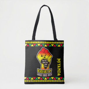 Tote Bag Histoire noire avec carte de l'Afrique et poing su