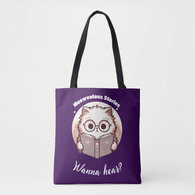 Tote Bag Histoires Meowvellieuses Lecture Mignonne Chat  (Devant)