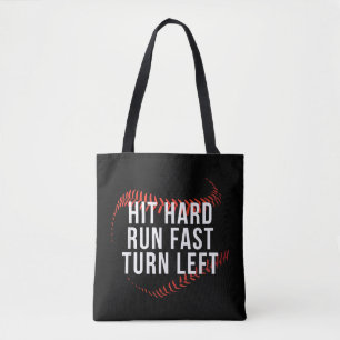 Tote Bag Hit Hard Run Fast Turn Left Drôle Lecteur De Baseb
