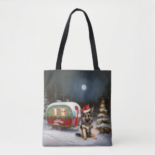 Tote Bag Hiver Allemand Berger Caravane Noël Aventure