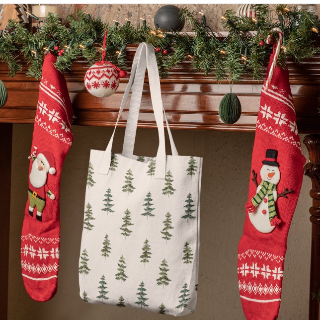 Tote Bag Hiver branché | Motif d'arbre de Noël (Créateur téléchargé)