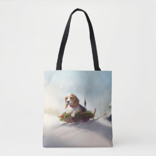 Tote Bag hiver de neige de Noël beagle