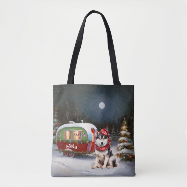 Tote Bag Hiver Sibérie Husky Caravan Christmas Adventure (Devant)