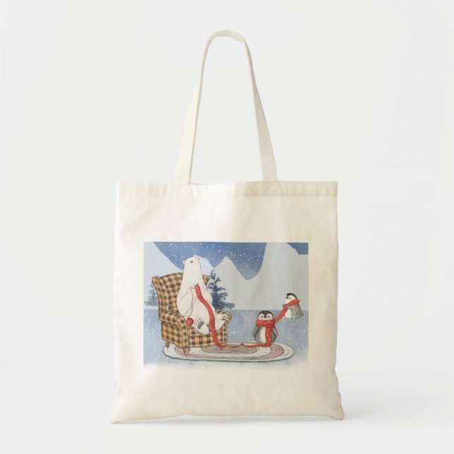 Tote Bag Hiver Souhaite Ours Polaire Knits Écharpe Penguin (Devant)