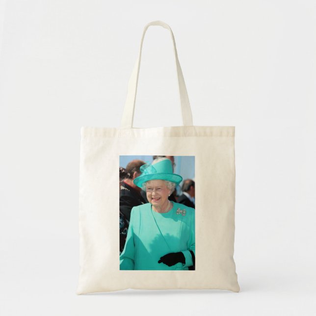 Tote Bag HM Queen Elizabeth II dans Turquoise Casquette Pro (Devant)
