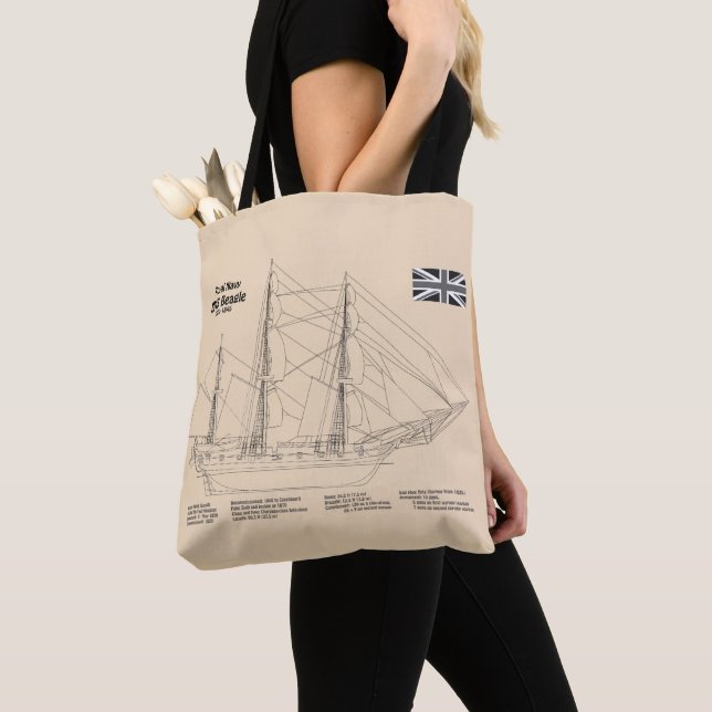 Tote Bag HMS Beagle grand navire - plan d'expédition SD (De près)