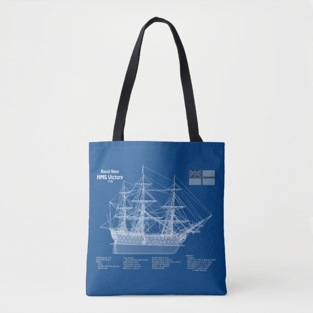 Tote Bag HMS Victory - Plan de plan des navires ABD (Devant)