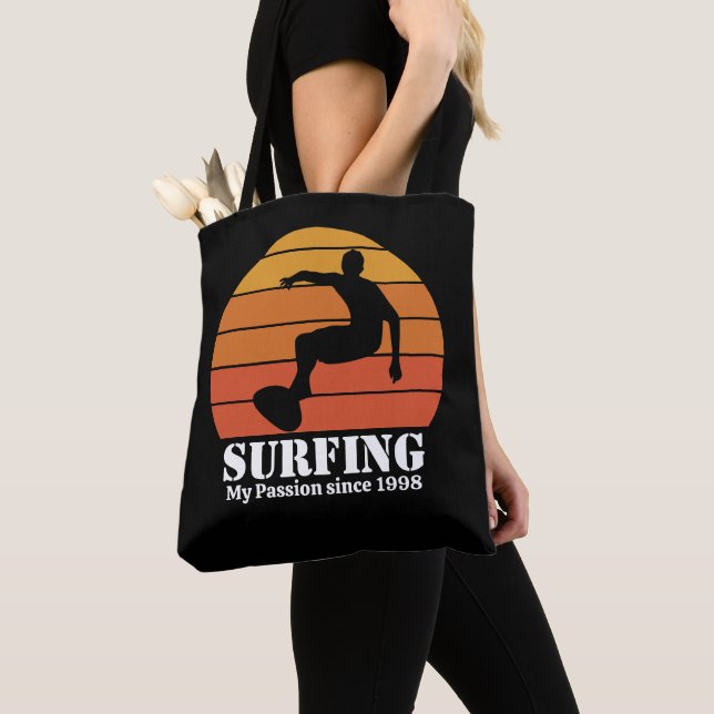 Tote Bag Hobby de surf Retro Sunset Personnaliser (De près)