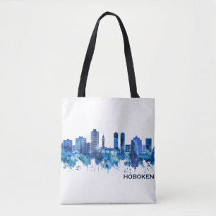 Tote Bag Hoboken New Jersey Skyline Blue