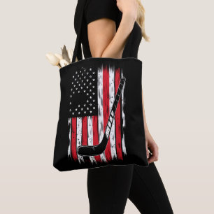 Tote Bag Hockey Drapeau Américain Sports Rétro Vintage
