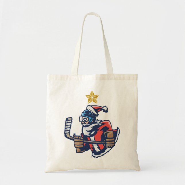 Tote Bag Hockey sur glace Arbre de Noël Ornements amusants  (Devant)