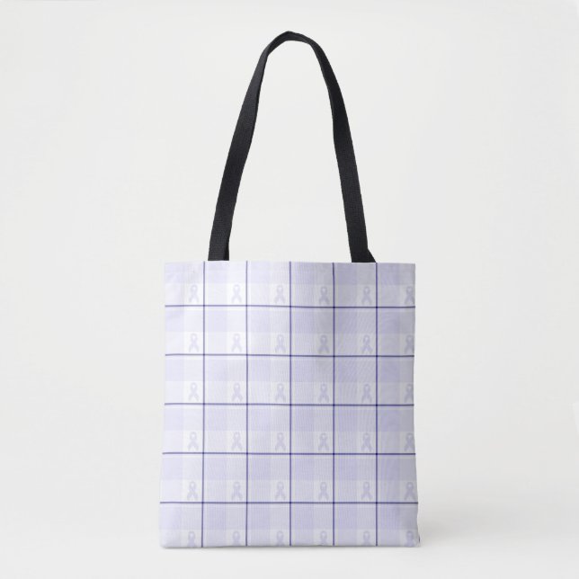 Tote Bag Hodgkin's Lymphoma Awareness Plaid Lavender Ribbon (Devant)