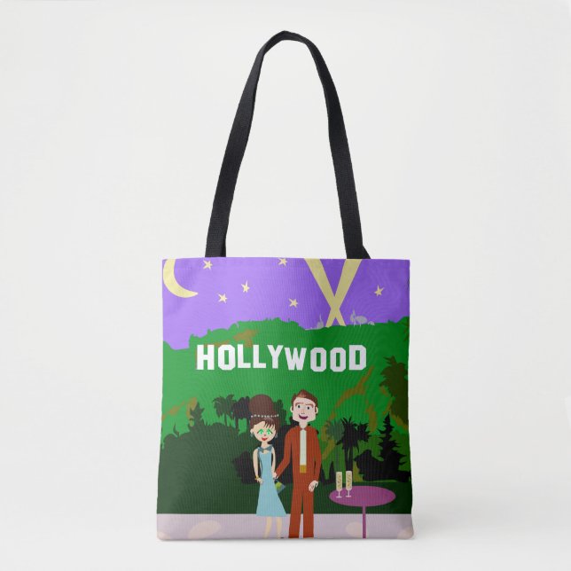 Tote Bag Hollywood Date Retro Caractère Illustration (Devant)