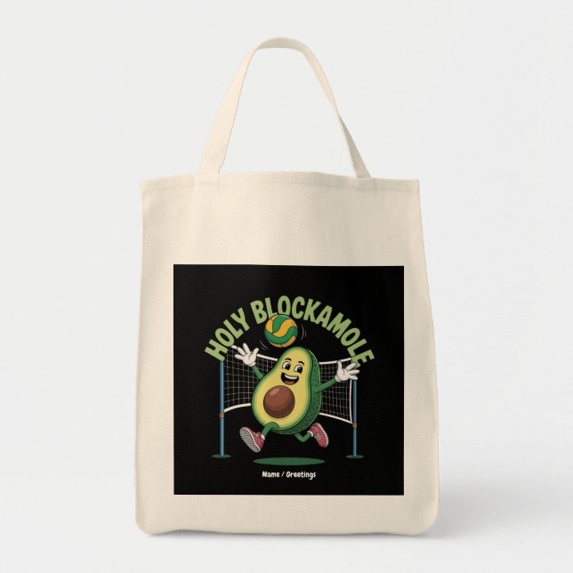 Tote Bag Holy Blockamole Cute Funny Volleyball Avocado Joue (Devant)