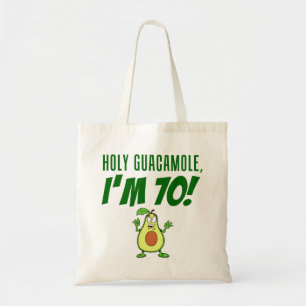 Tote Bag Holy Guacamole I'm 70 Cartoon Avocado