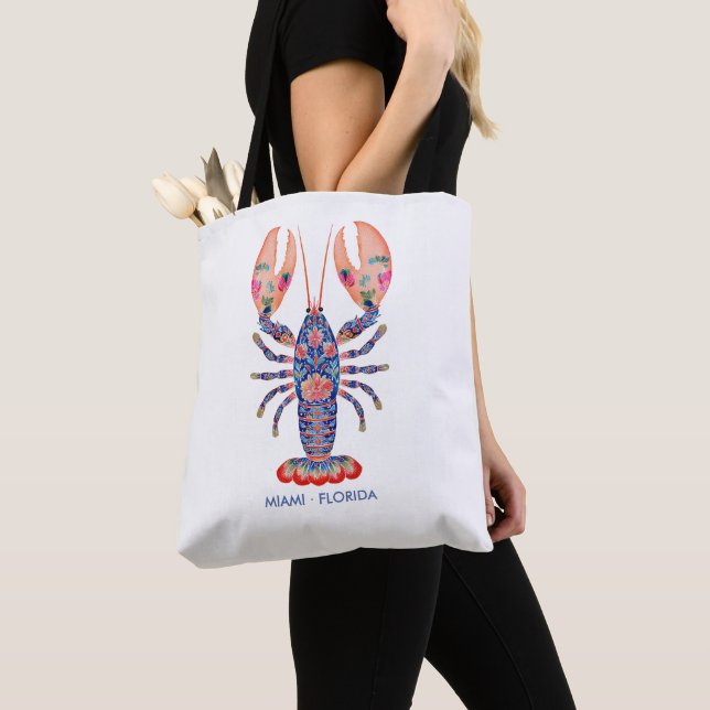 Tote Bag Homard Floral Côtiers (De près)