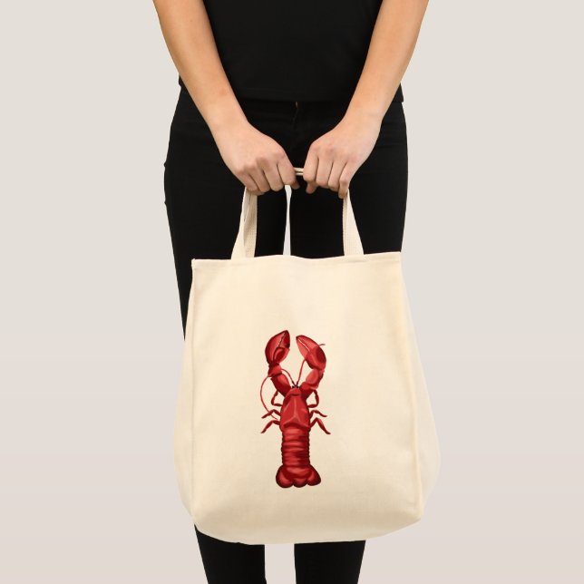 Tote Bag Homards nautiques sur bandes bleu et gris de la Ma (Devant (produit))
