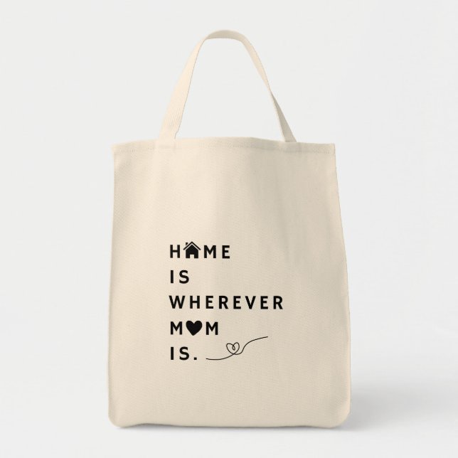 Tote Bag Home Is Wherever Mom Is – Gift For Mom (Devant)