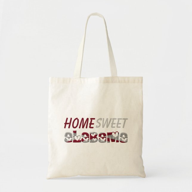 Tote Bag Home Sweet Alabama State Flag Hearts USA (Devant)