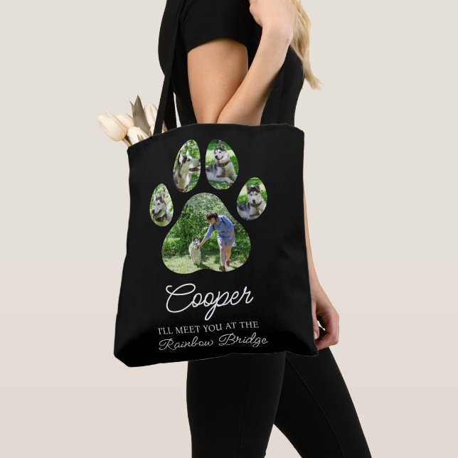 Tote Bag Hommage de l'Empreinte de patte avec nom de l'anim (De près)