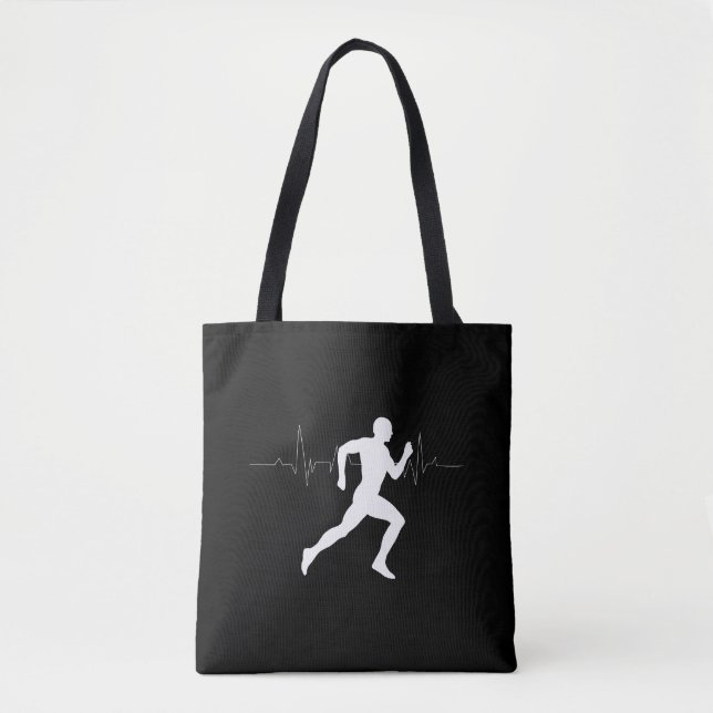 Tote Bag Homme Coureurs Silhouette HeartBeat Line (Devant)