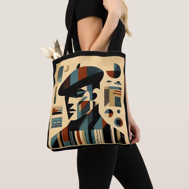 Tote Bag Homme D'Art Moderne Du Milieu Du Siècle Portant Un (De près)