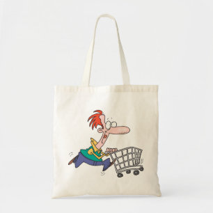 Tote Bag Homme de dessin animé drôle courant avec un chario