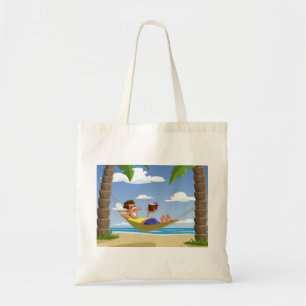 Tote Bag Homme drôle se relaxant dans un hamac de plage
