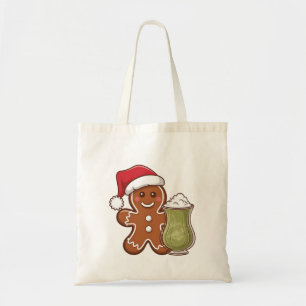 Tote Bag Homme en pain d'épices tenant une boisson matcha N