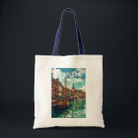 Tote Bag Honfleur France Travel Art Vintage<br><div class="desc">Design de voyage vectoriel rétro Honfleur. Honfleur est une ville du département du Calvados,  dans la région normande du nord de la France. C'est sur l'estuaire que la Seine rencontre la Manche.</div>
