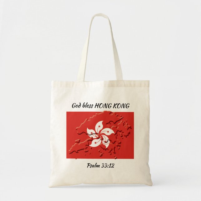 Tote Bag HONG KONG DRAPEAU Écriture patriotique personnalis (Devant)